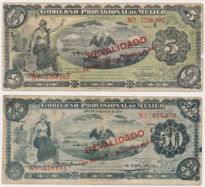 Mexico, 5 & 50 Pesos 1914 - REVALIDADO (2pcs)
