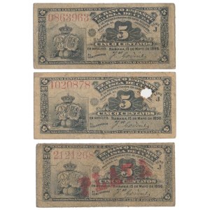 Cuba, 3x 5 Centavos 1896 (3pcs)