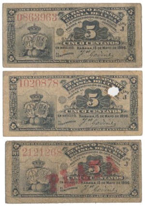 Kuba, 3x 5 centavos 1896 (3ks)