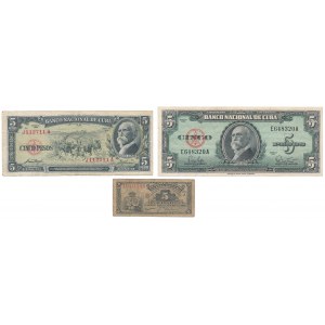 Cuba, 5 Centavos & 2x 5 Pesos 1896-1960 (3pcs)