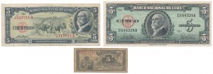 Cuba, 5 Centavos & 2x 5 Pesos 1896-1960 (3pcs)