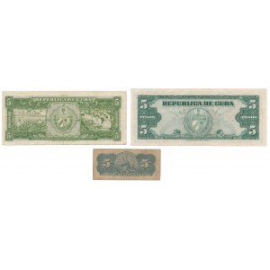 Cuba, 5 Centavos & 2x 5 Pesos 1896-1960 (3pcs)