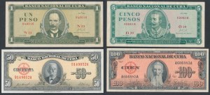 Kuba, 1 - 100 Pesos 1958-1969 (4Stk)