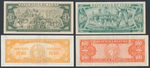 Kuba, 1 - 100 Pesos 1958-1969 (4Stk)