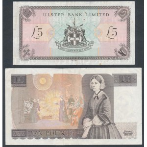 Northern Ireland, 5 Pounds & Great Britain, 10 Pounds (2pcs)