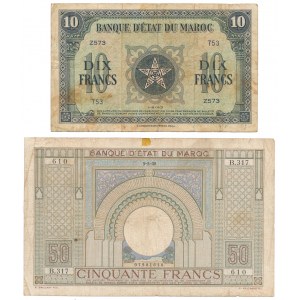 Morocco, 10 & 50 Francs 1938-1943 (2pcs)