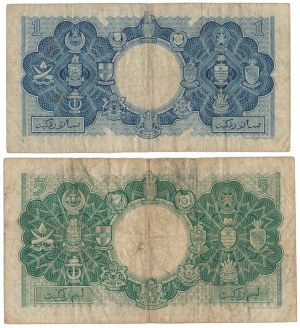 Malaisie et Bornéo britannique, 1 et 5 dollars 1953 (2pc)