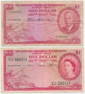 Caraïbes britanniques, 1 dollar 1951 et 1 dollar 1962 (2pc)