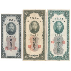 China, Shanghai 5, 10 i 20 Customs Gold Units 1930 (3pcs)
