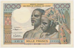 Západná Afrika, Pobrežie Slonoviny, 1 000 frankov 1961