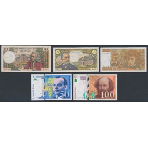 France, 5 - 100 Francs 1965-1998 (5pcs)