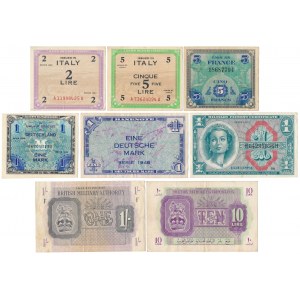Banknoty MIX, w tym Okupacja aliancka (8szt)