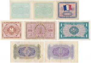 Bankovky MIX, vrátane spojeneckej okupácie (8 kusov)