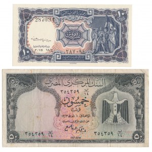 Egypt, 50 Piastres & United Arab Republic, 10 Piastres (2pcs)