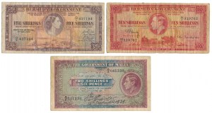 Bermuda, 5 e 10 scellini e Malta, 2 scellini 6 pence (3 pz.)