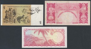 Australia, Karaiby Wschodnie i Brytyjskie, zestaw banknotów (3szt)