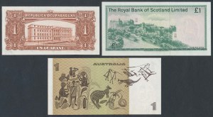 Sada bankovek Paraguaye, Skotska a Austrálie (3ks)