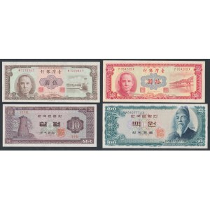 China (Taiwan) & Korea - set of banknotes (4pcs)