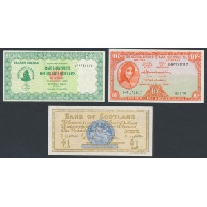 Ireland, Scotland - seto of banknotes & Zimbabwe cheque (3pcs)