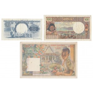 Malaya and British Borneo, New Caledonia & Laos - set of banknotes (3pcs)