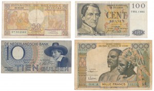 Belgie, Nizozemsko a západní Afrika - sada bankovek (4ks)