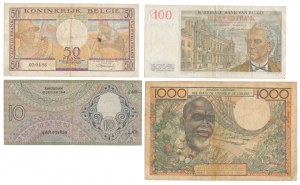 Belgia, Niderlandy i Afryka Zachodnia - zestaw banknotów (4szt)