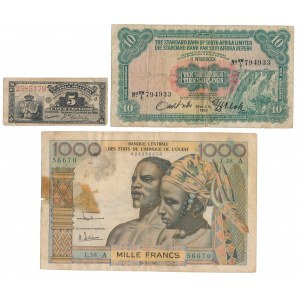 Cuba, South Africa & West African States - set of banknotes (3pcs)