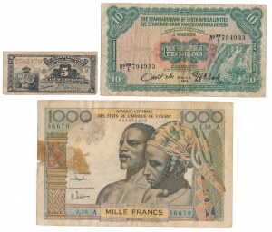 Cuba, Sudafrica e Africa occidentale - set di banconote (3 pz.)