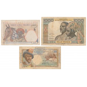 Martinique & West African States - set of banknotes (3pcs)