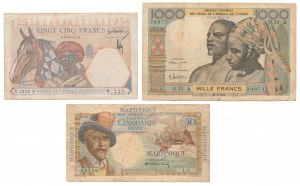 Martinik, západní Afrika - sada bankovek (3ks)