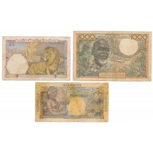 Martinique & West African States - set of banknotes (3pcs)