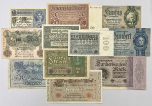 Německo, sada bankovek 1908-1935 (11ks)