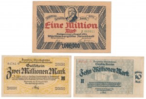 Germany, 1, 2 i 10 mln Mark 1923 (3pcs)