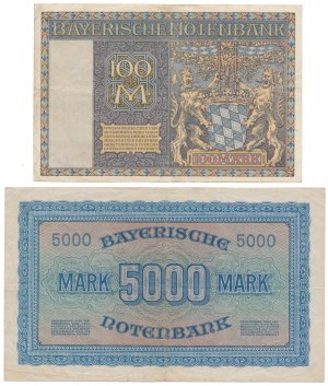 Germany, 100 & 5.000 Mark 1922 (2pcs)