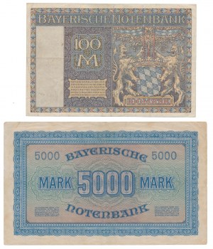 Germany, 100 & 5.000 Mark 1922 (2pcs)
