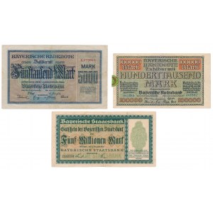 Germany, 5.000, 100.000 Mark & 5 mln Mark 1923 (3pcs)