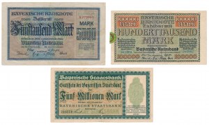 Germany, 5.000, 100.000 Mark & 5 mln Mark 1923 (3pcs)