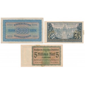 Germany, 5.000, 100.000 Mark & 5 mln Mark 1923 (3pcs)