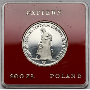 Próba FeNi 200 złotych 1985 Pomnik - Szpital Centrum Zdrowia Matki Polki