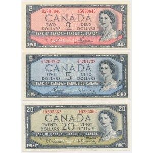 Canada, 2, 5 & 20 Dollars 1954 (3pcs)