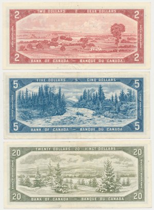 Canada, 2, 5 & 20 Dollars 1954 (3pcs)