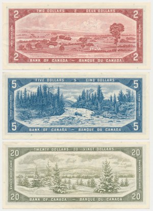 Canada, 2, 5 & 20 Dollars 1954 (3pcs)