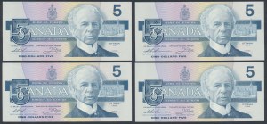Kanada, 5 Dollars 1986 (4Stück)
