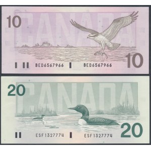 Canada, 10 Dollars 1989 & 20 Dollars 1991 (2pcs)