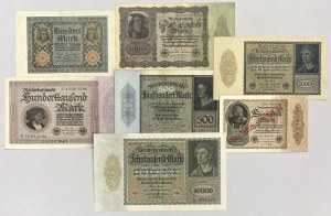 Německo, sada bankovek 1920-1923 (7ks)