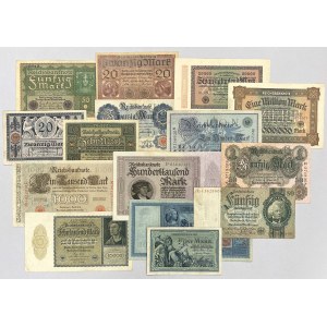 Niemcy, zestaw banknotów 1904-1933 (15szt)