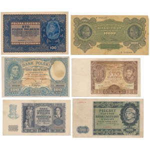 Zestaw banknotów polskich 1919-1940 (6szt)