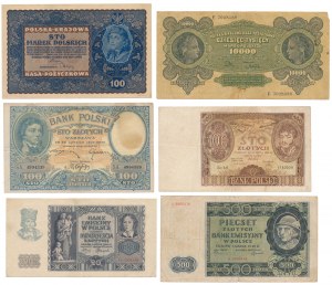 Satz polnischer Banknoten 1919-1940 (6Stück)