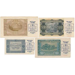 Banknoty okupacji z nadrukami okolicznościowymi PTAiNu (4szt)