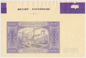 100 złotych 1948 - PRÓBA KOLORYSTYCZNA - szerokie marginesy